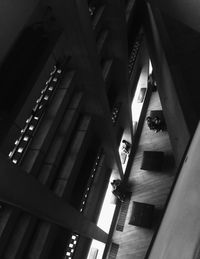 Low angle view of illuminated staircase in building