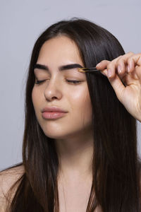 Close-up portrait of a young woman
