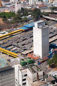 High angle view of buildings in city