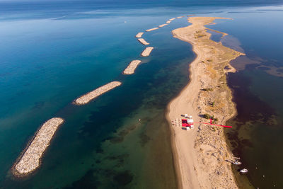 High angle view of people on beach