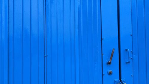 Full frame shot of blue wooden door