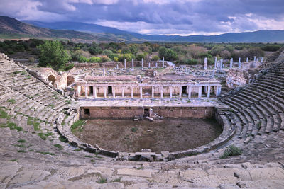 High angle view of ruins of building