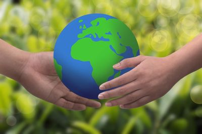 Close-up of hand holding ball