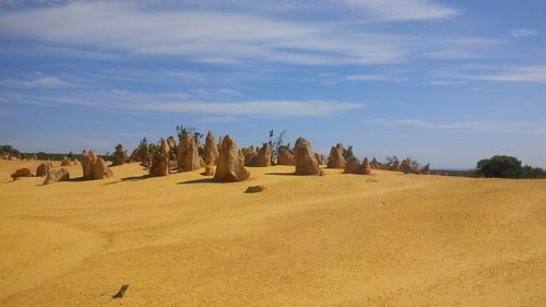 Panoramic view of desert against sky