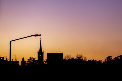 Silhouette buildings against sky during sunset