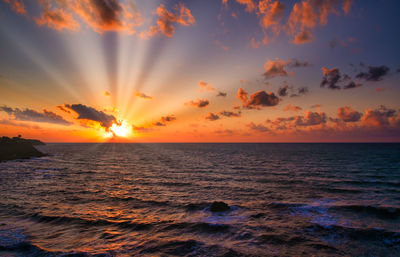 Scenic view of sea against sky during sunset