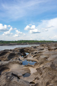 Scenic view of land against sky