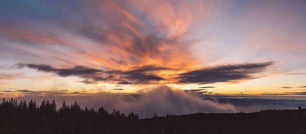 Scenic view of dramatic sky during sunset