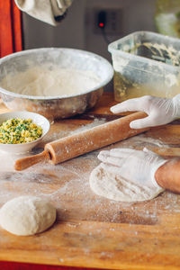 Close-up of person preparing food