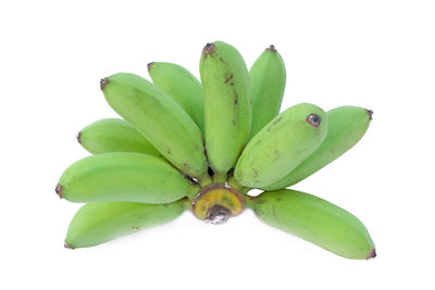 High angle view of green fruit against white background