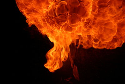 Close-up of fire against black background