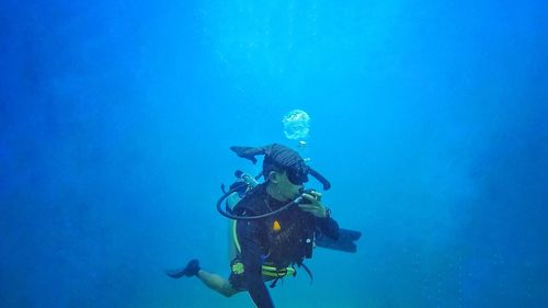 Person swimming in sea