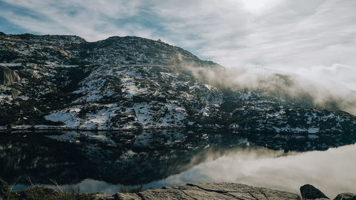 Scenic view of mountains against sky