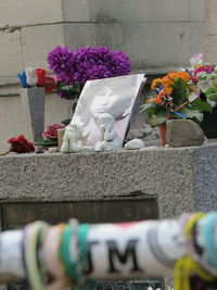 Flower pots at cemetery