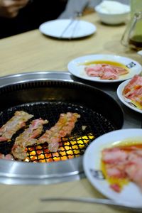 High angle view of food on table