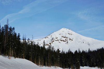 Scenic view of snow covered mountains against sky