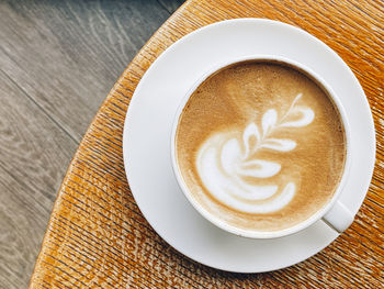 High angle view of coffee on table