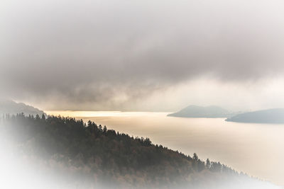 Scenic view of sea against cloudy sky