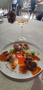 Close-up of food served on table in restaurant