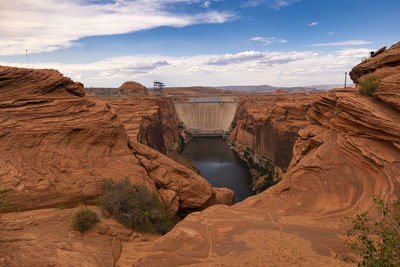 Scenic view of rock formations against sky