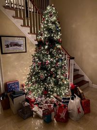 View of christmas tree at home