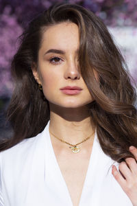 Close-up portrait of a beautiful young woman