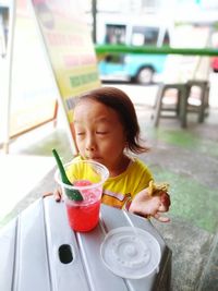 Girl holding ice cream