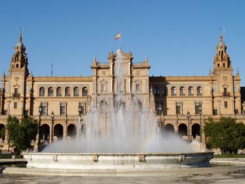 Fountain in front of historical building