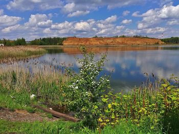 Scenic view of lake against sky