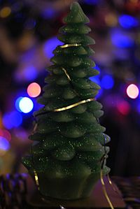 Close-up of illuminated christmas tree at night