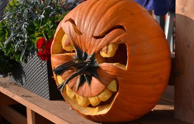 Close-up of pumpkin on table