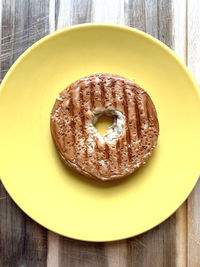 High angle view of dessert in plate on table