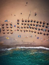 High angle view of people on beach