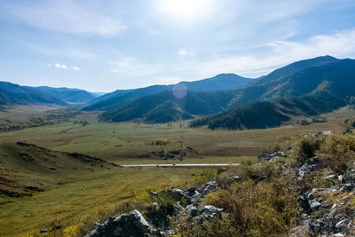 Scenic view of mountains against sky