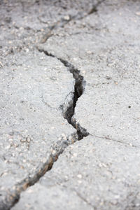 High angle view of rocks on road