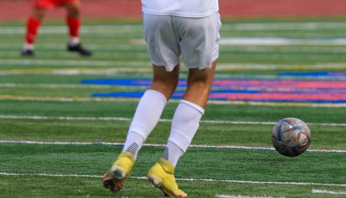 Soccer player controlling the ball