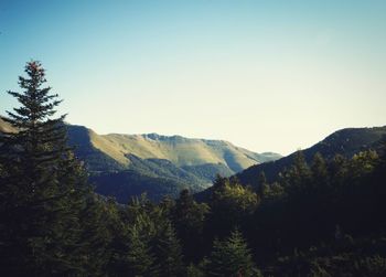 Scenic view of mountains against clear sky