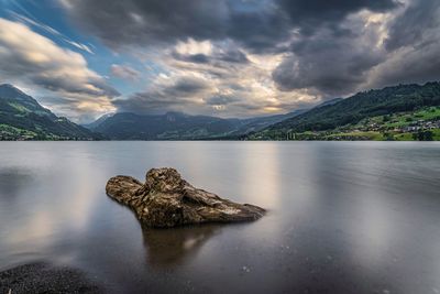 Scenic view of lake against sky