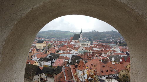 Aerial view of old town in city