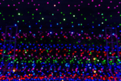 Defocused image of illuminated lights at night