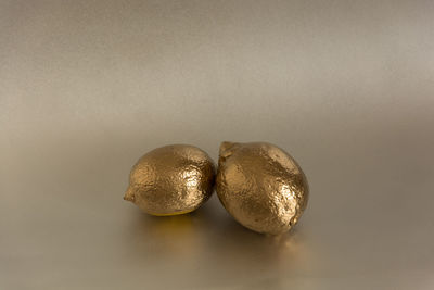 Close-up of eggs against white background