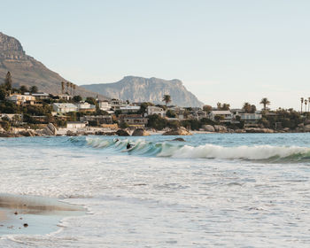 Scenic view of sea against clear sky