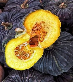 High angle view of pumpkins on pumpkin