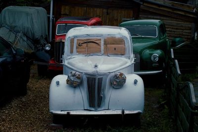 Vintage car in white primer paint