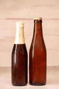 Close-up of bottles on table