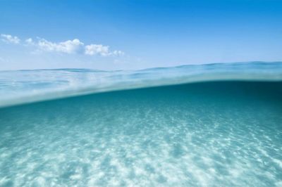 Scenic view of sea against blue sky