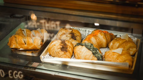 High angle view of food on display at store