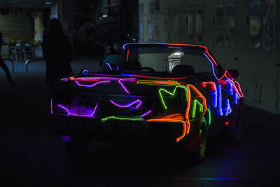 Close-up of illuminated street at night