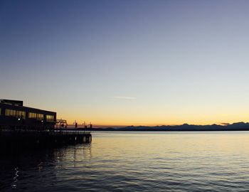 Scenic view of sea at sunset