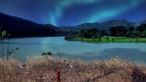 Scenic view of lake against sky